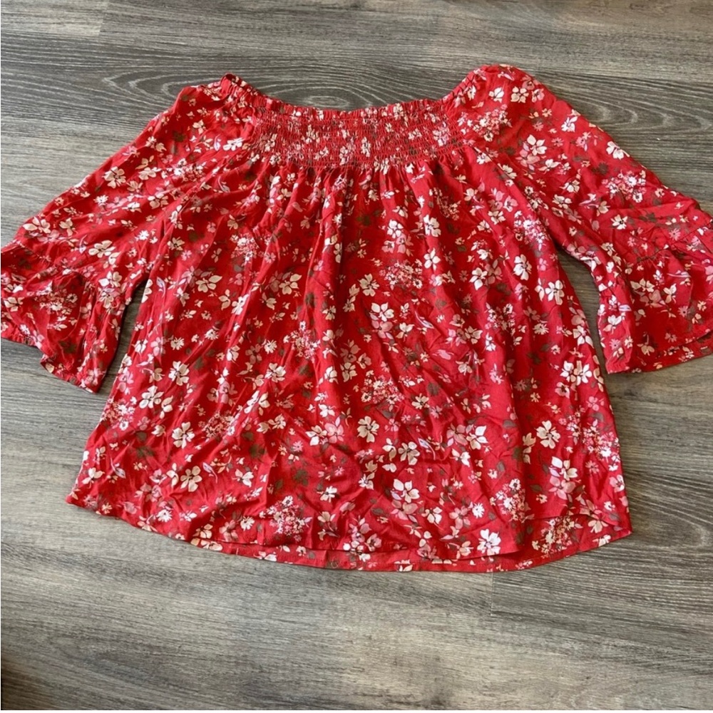 Beach Lunch Lounge off the shoulder shirt red/pink Medium